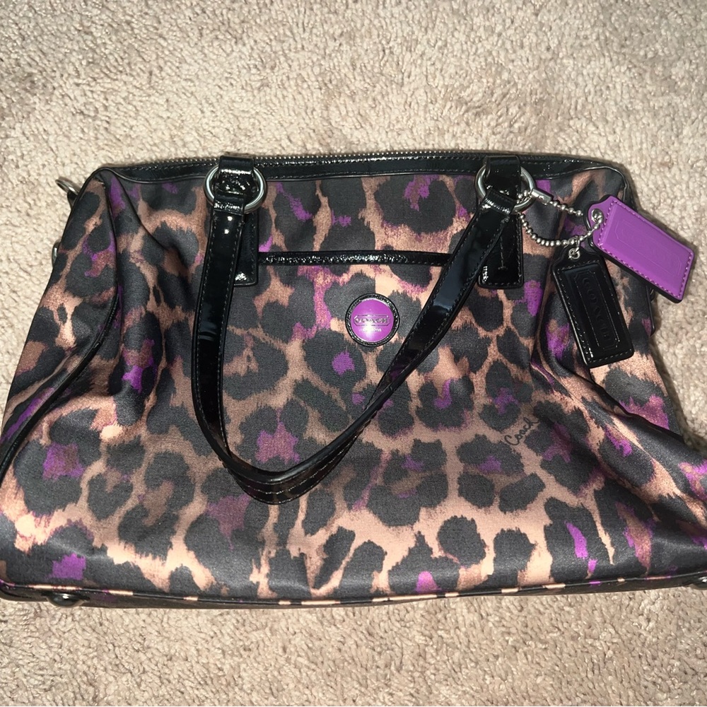 Coach Leopard Purple Purse, Gently Used, Good Condition.